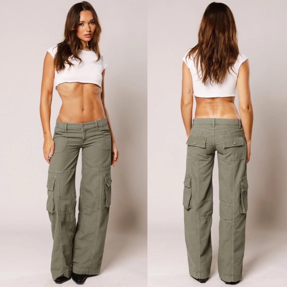 REVICE Denim Womens Napa Green The Amelia Cargo Parachute Pant Sz